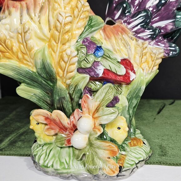 Vtg Decorative Chicken Hand-painted Ceramic 3D Rooster Pitcher Bird Water Jug - Picture 5 of 12